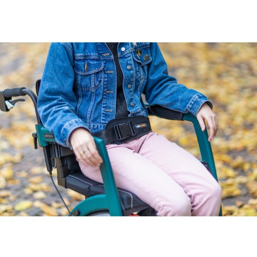 Rollz Motion seatbelt attached to the wheelchair