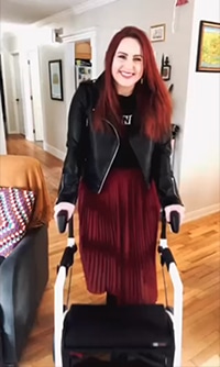 Young disabled woman speaking about shame 